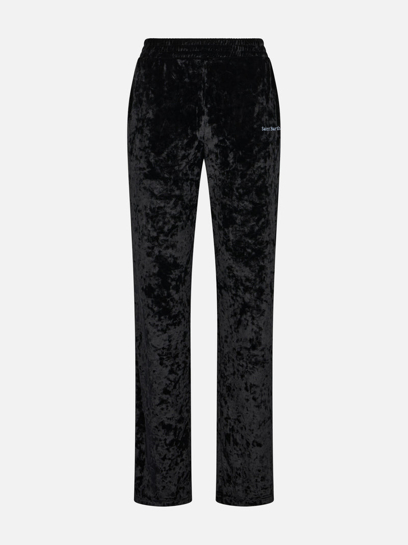 Woman black chenille jogger pants Yvonne