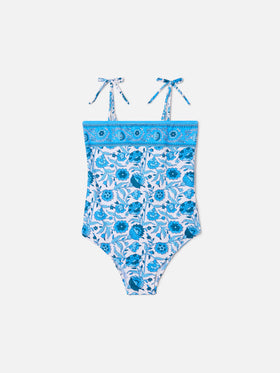 Zadig one-piece swimsuit with blue batik floral print