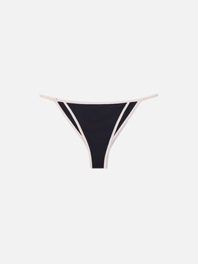 Zephire String brazilian bikini bottoms in black with contrasting trim