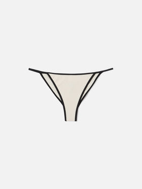 Slip mare Zephire String modello brasiliana panna con profilo a contrasto