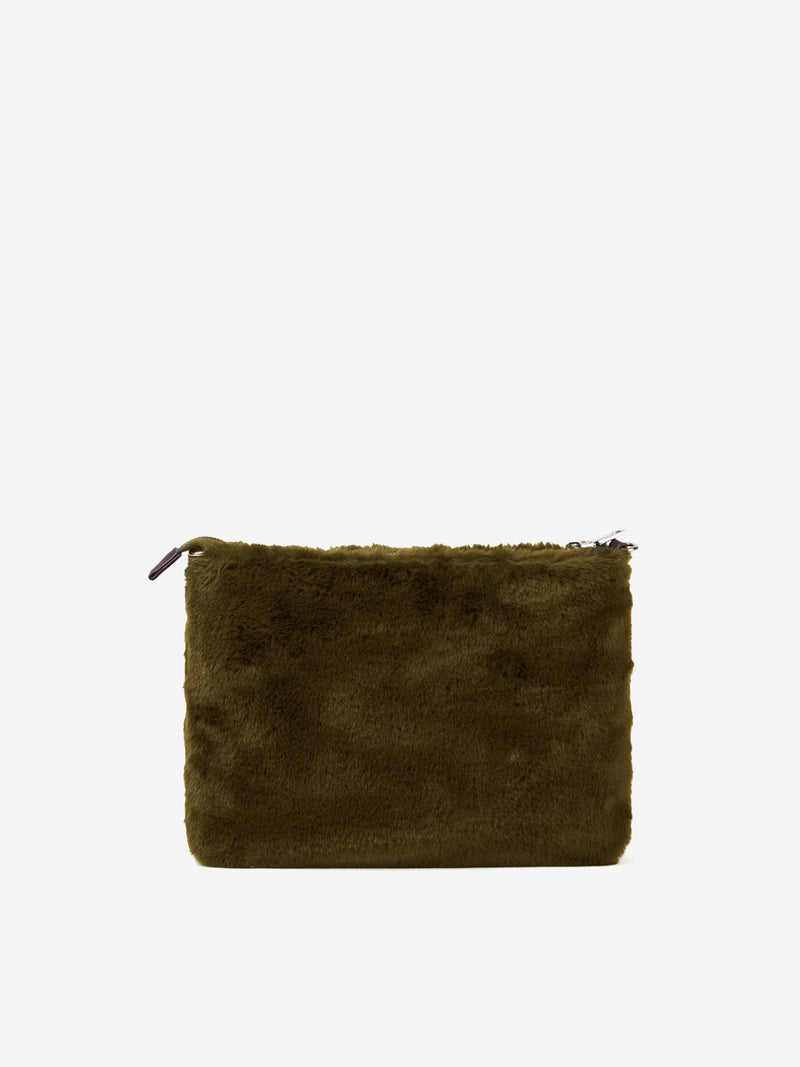 Grüne Parisienne-Umhängetasche Clutch aus Kunstfell