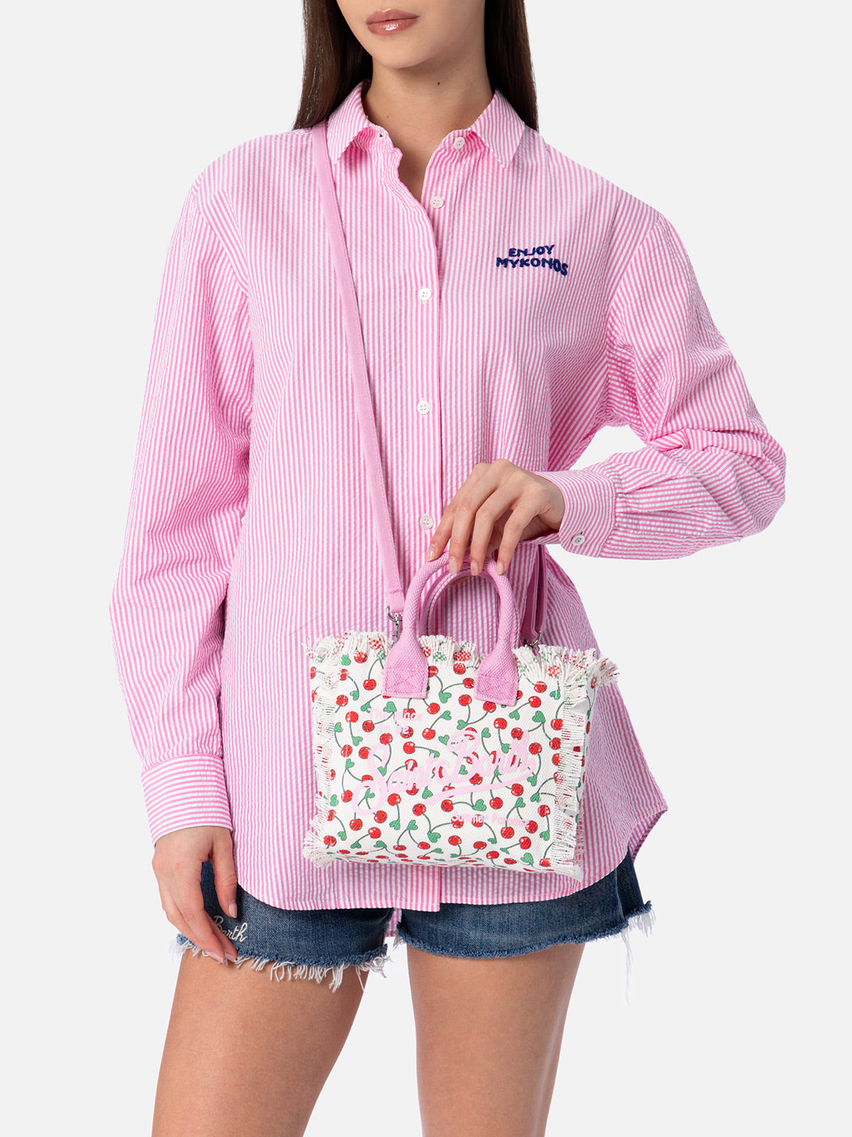 Cherry cotton canvas Mini Vanity bag