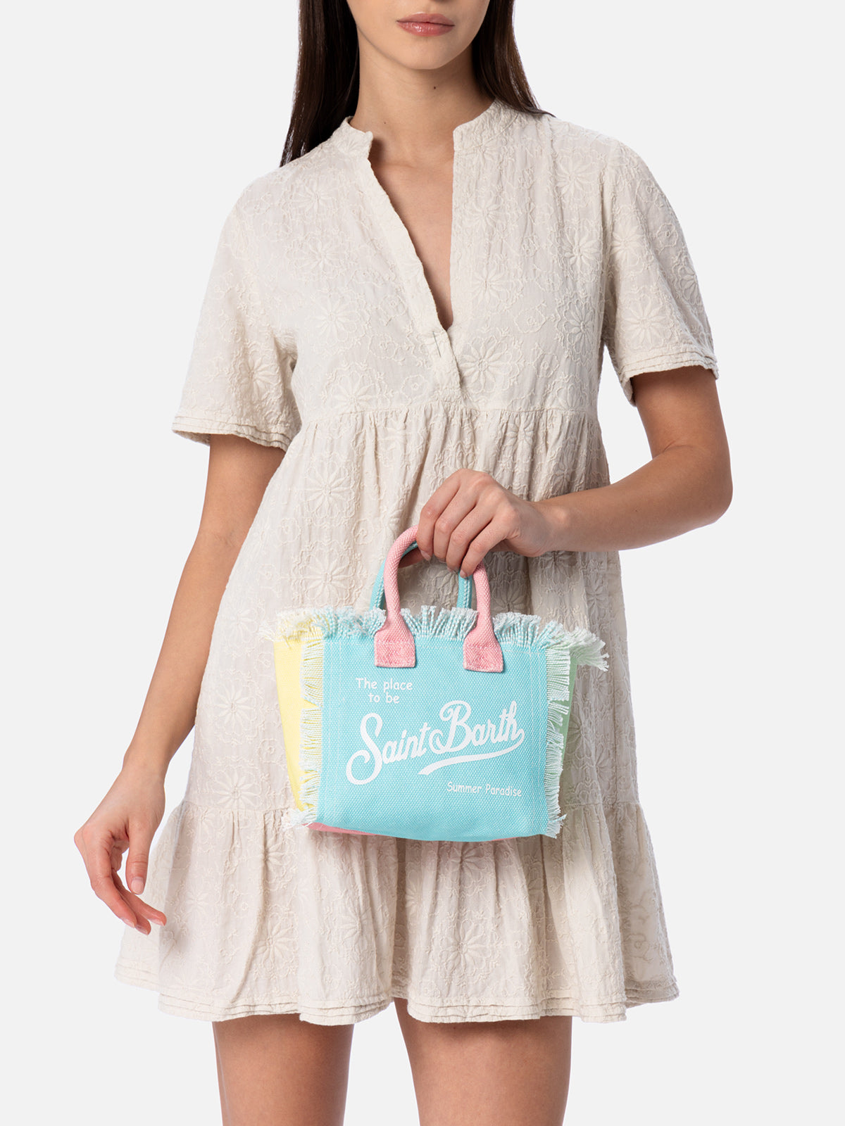 Multicolor cotton canvas Mini Vanity bag
