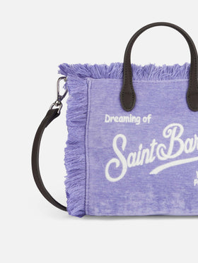 Lilac velvet chine Mini Vanity fringed bag
