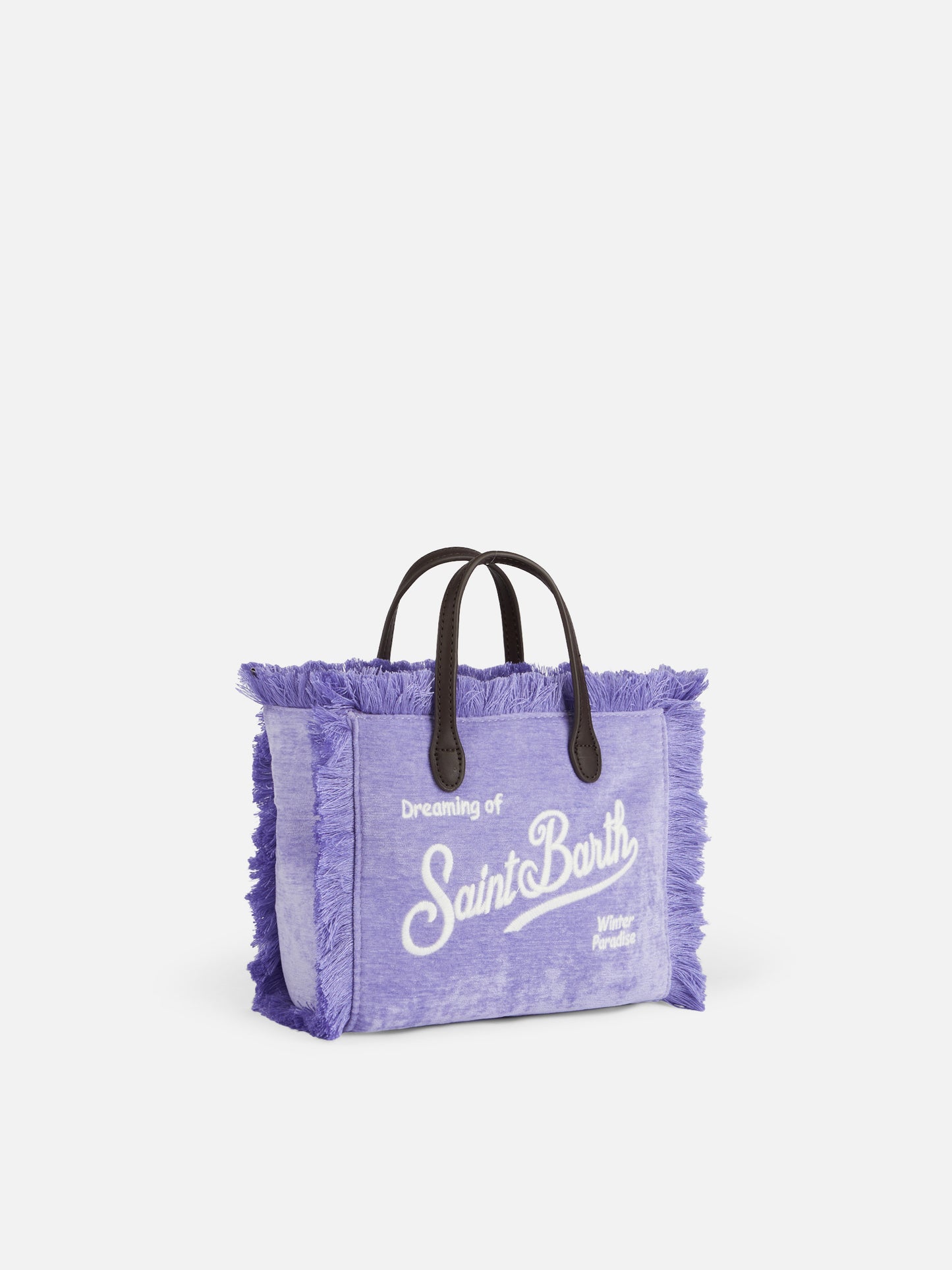 Lilac velvet chine Mini Vanity fringed bag