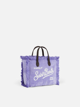 Lilac velvet chine Mini Vanity fringed bag
