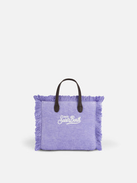 Lilac velvet chine Mini Vanity fringed bag