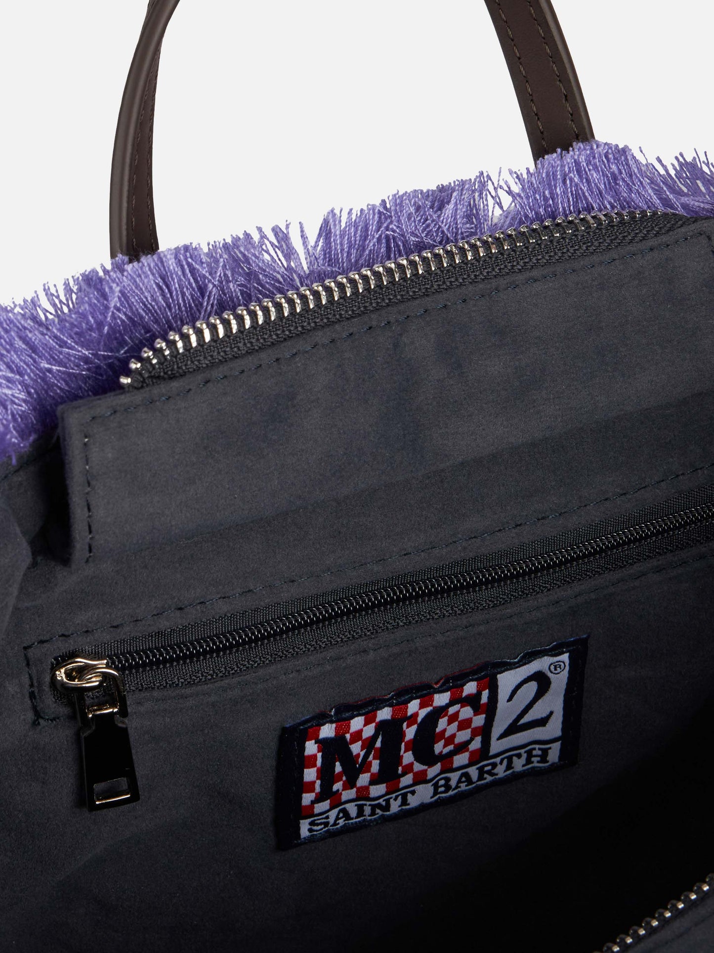 Lilac velvet chine Mini Vanity fringed bag