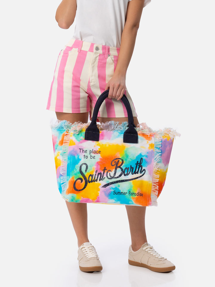 Vanity-Einkaufstasche aus Baumwollcanvas mit Aquarelldruck