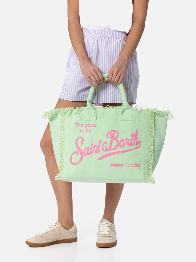 Sage green cotton canvas Vanity tote bag