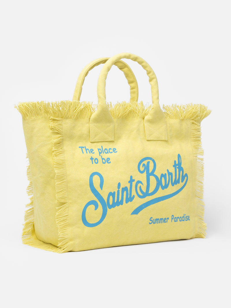 Yellow cotton canvas Vanity tote bag