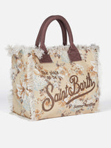 Flower cotton canvas Vanity tote bag