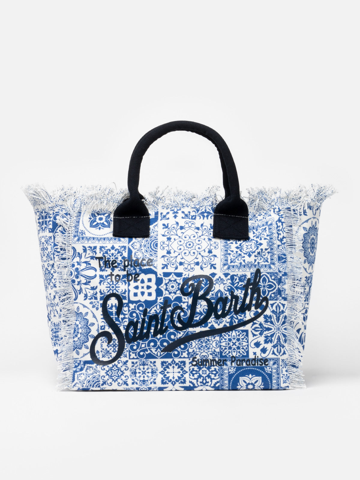 Vanity-Einkaufstasche aus Baumwollcanvas mit Maiolica-Patch