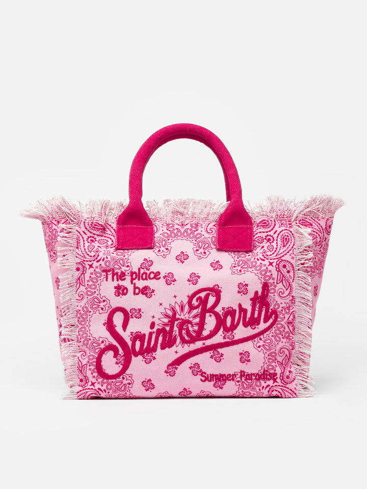 Pink bandanna cotton canvas Vanity tote bag