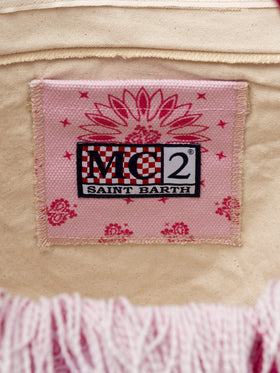 Borsa tote Vanity in tela di cotone rosa con motivo bandana