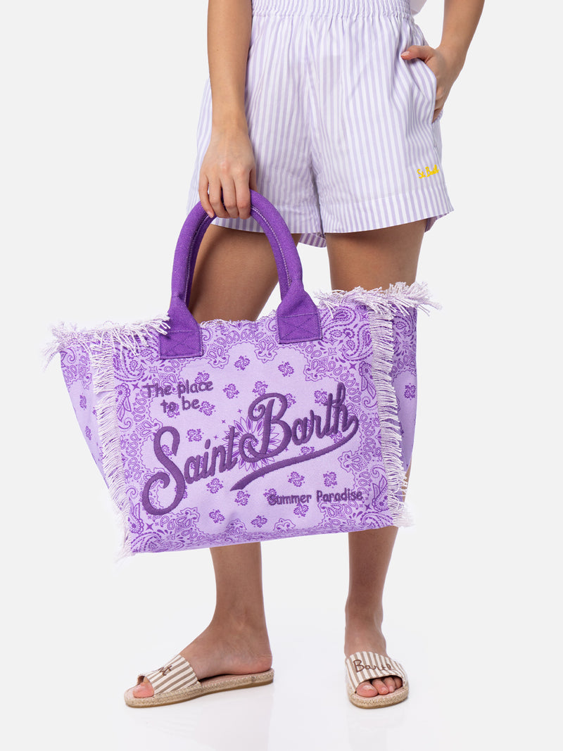 Lilac bandanna cotton canvas Vanity tote bag