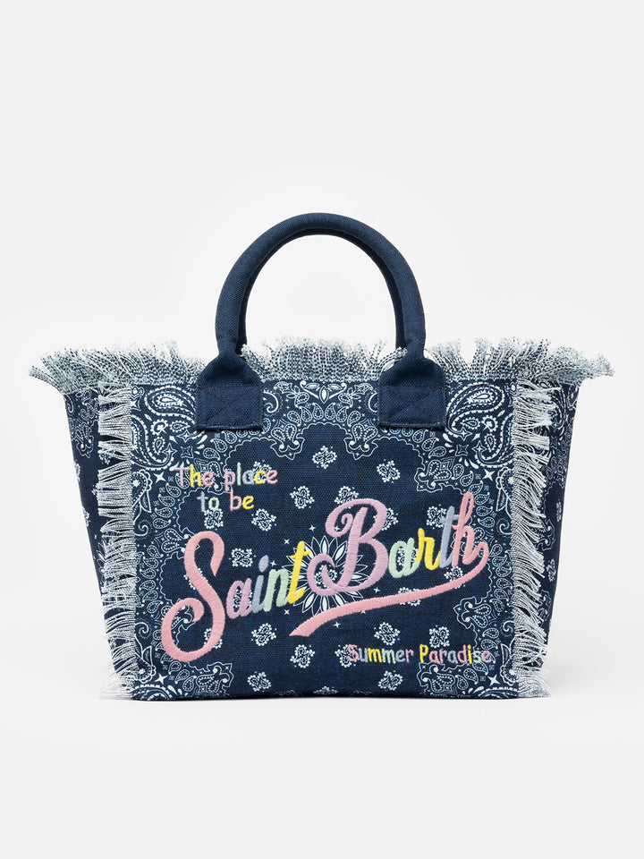 Denim bandanna cotton canvas Vanity tote bag