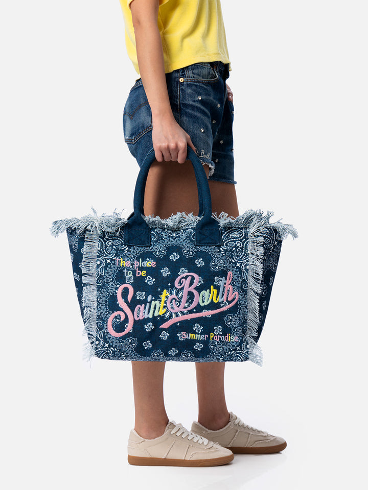 Denim bandanna cotton canvas Vanity tote bag