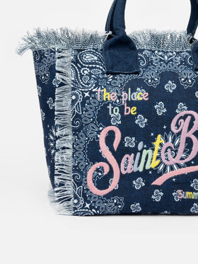Borsa tote Vanity in tela di cotone denim con bandana
