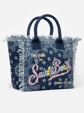 Borsa tote Vanity in tela di cotone denim con bandana