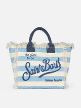 Light blue striped cotton canvas Vanity tote bag