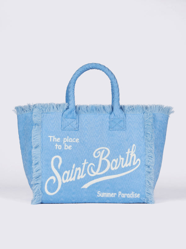 Hellblaue Vanity Sponge-Einkaufstasche mit Frotteeprägung