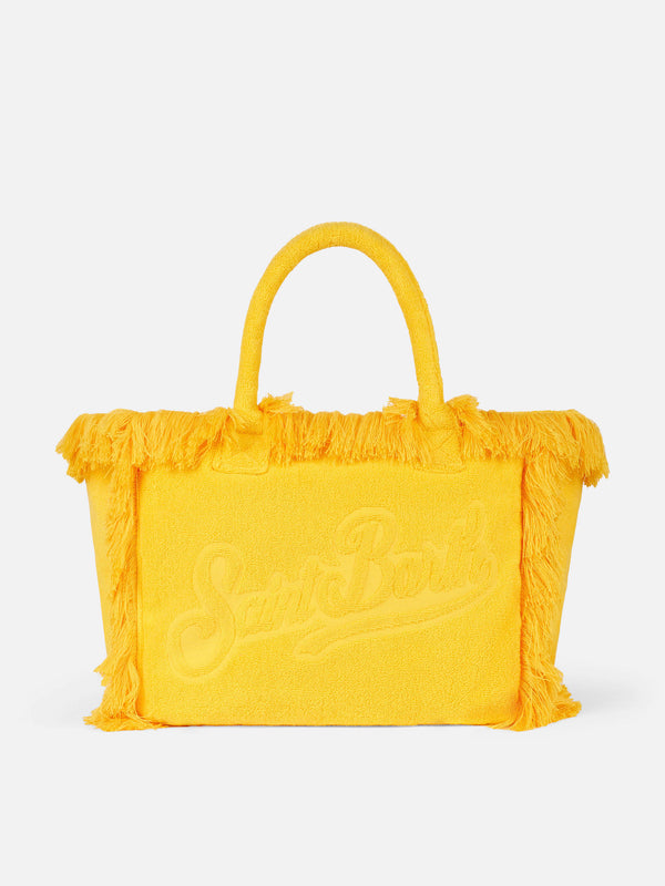 Vanity-Umhängetasche aus gelbem Frottee mit geprägtem Logo