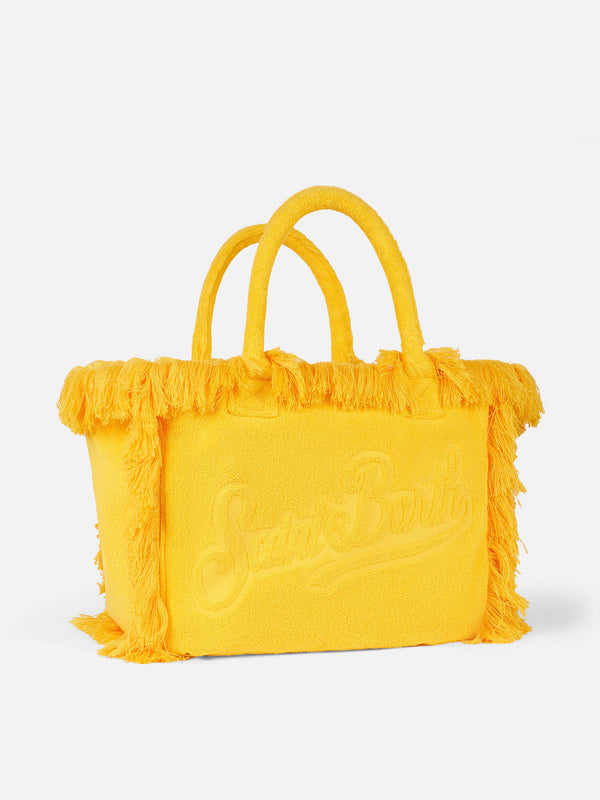 Vanity-Umhängetasche aus gelbem Frottee mit geprägtem Logo
