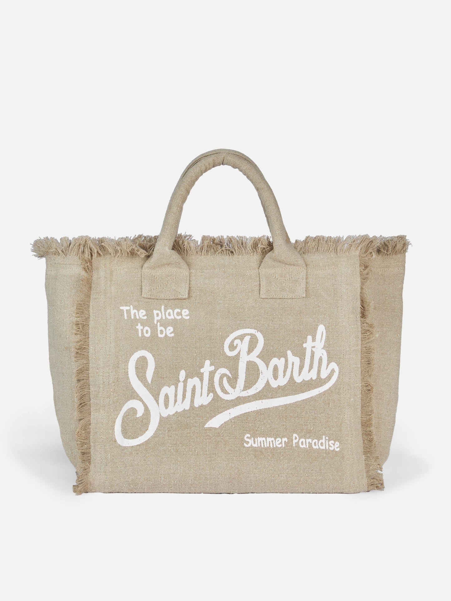 Vanity Schultertasche aus beigefarbenem Leinen