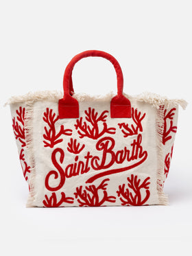 Vanity Rug white and red cotton tote bag - MC2 Saint Barth