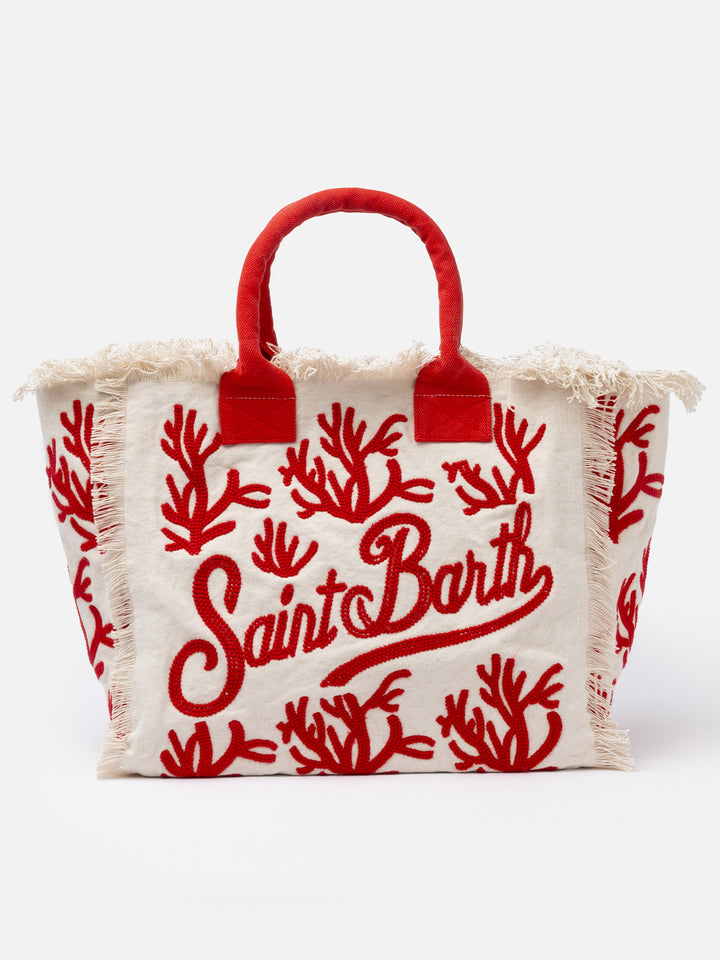 Vanity Rug white and red cotton tote bag - MC2 Saint Barth