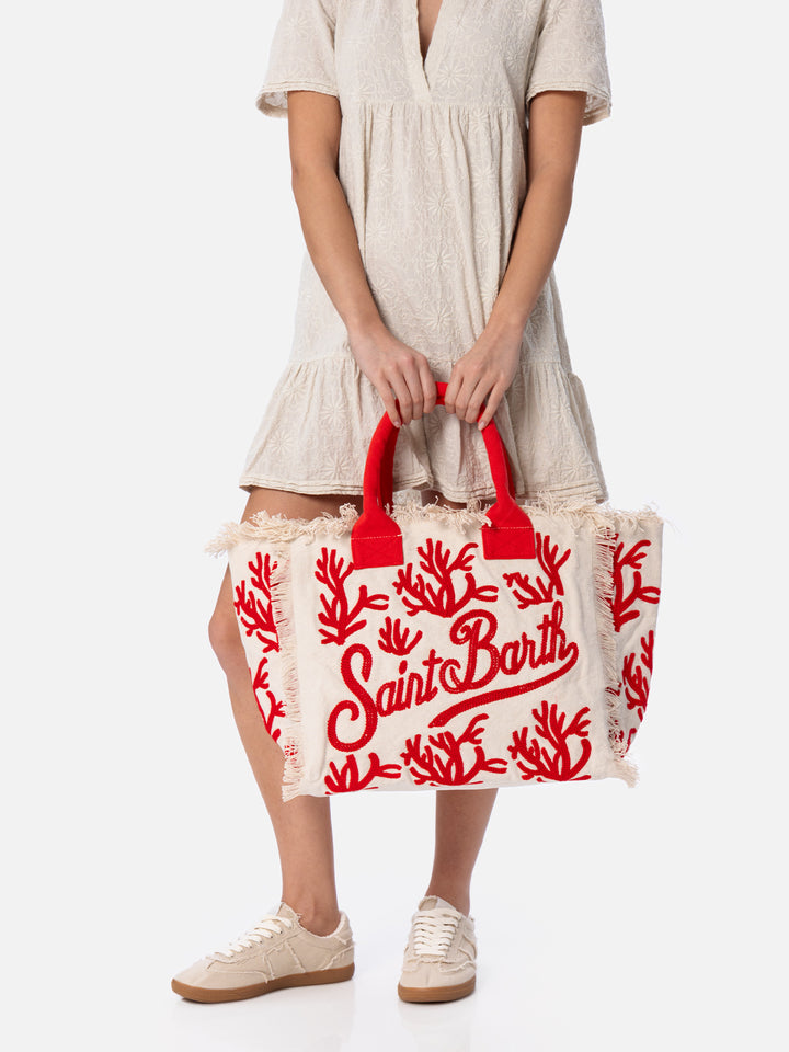 Vanity Rug white and red cotton tote bag - MC2 Saint Barth