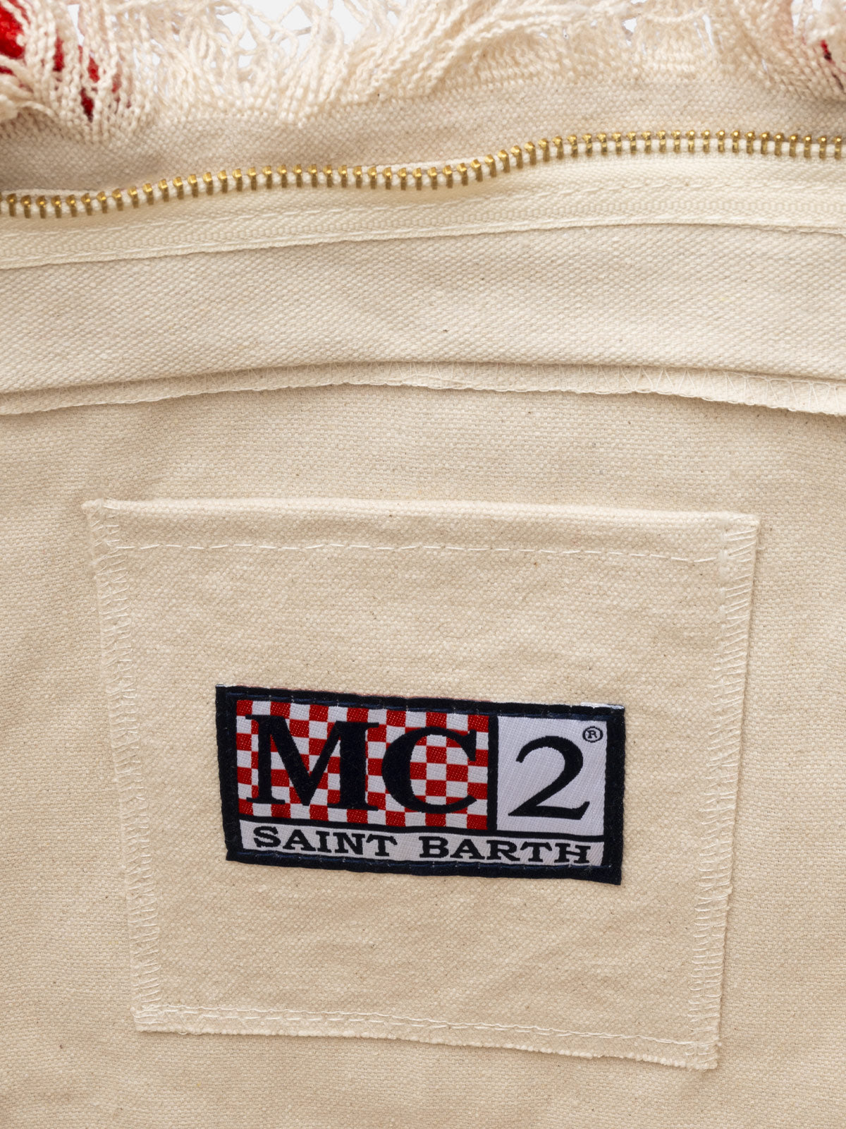 Vanity Rug white and red cotton tote bag - MC2 Saint Barth