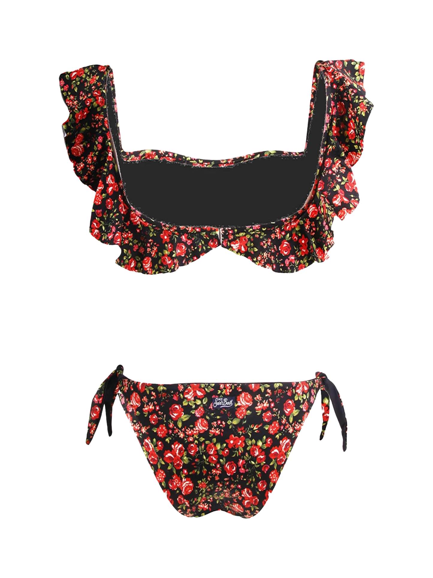 Bandeau-Bikini mit Blumenmuster und Rüschen