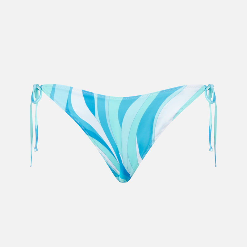 Woman swim briefs with light blue wave pattern