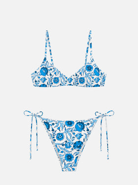 Bikini May Virgo con stampa batik azzurra