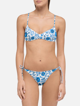 Bikini May Virgo con stampa batik azzurra