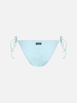 Woman seersucker striped classic swim briefs Virgo