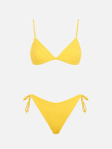 Woman yellow triangle bikini