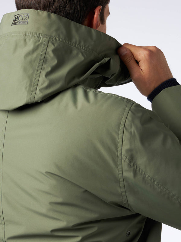 Parka da uomo Voyager verde militare con cappuccio