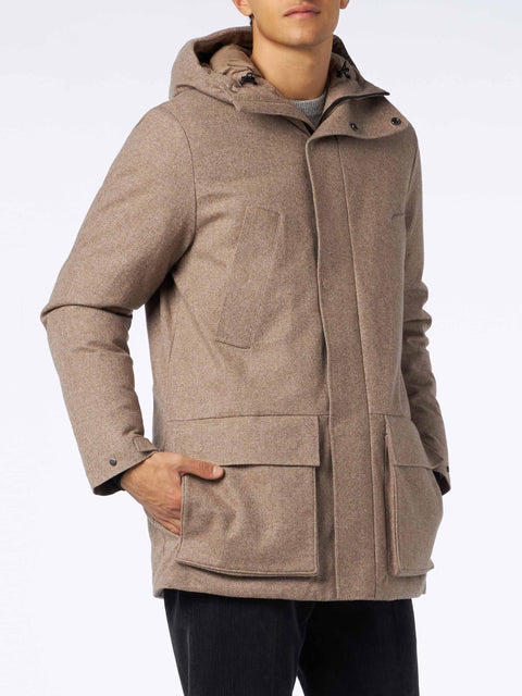 Man hooded parka Voyager with herringbone print - MC2 Saint Barth