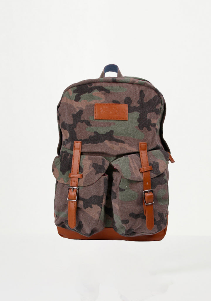 Military green camouflage canvas backpack - MC2 Saint Barth
