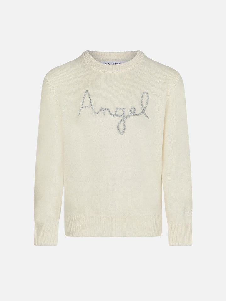 Maglione da bambina con ali ricamate