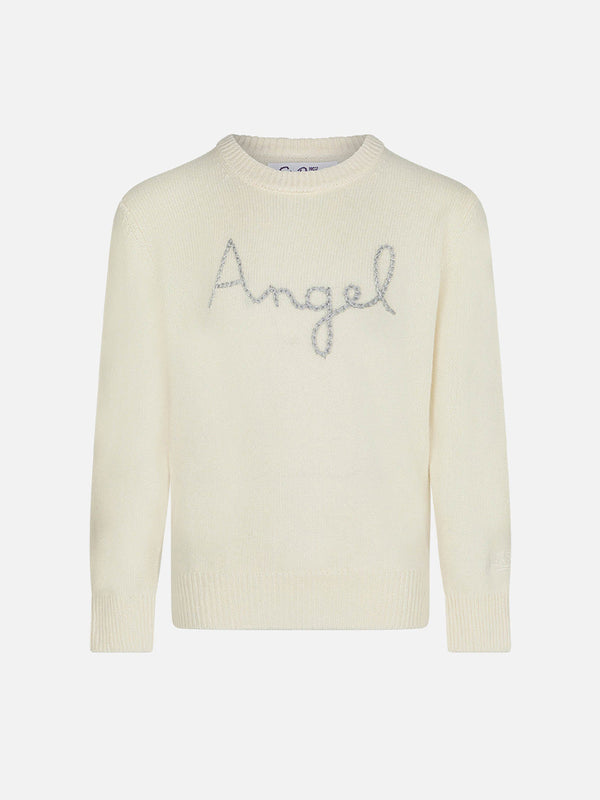 Girl sweater angel wings embroidery