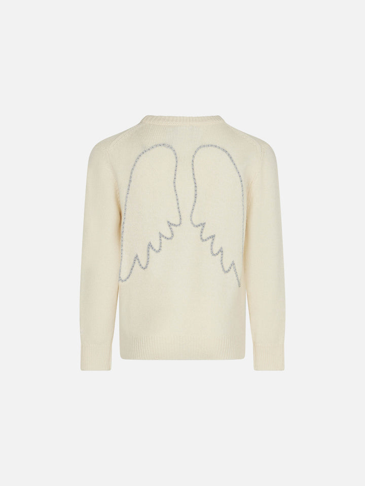Maglione da bambina con ali ricamate