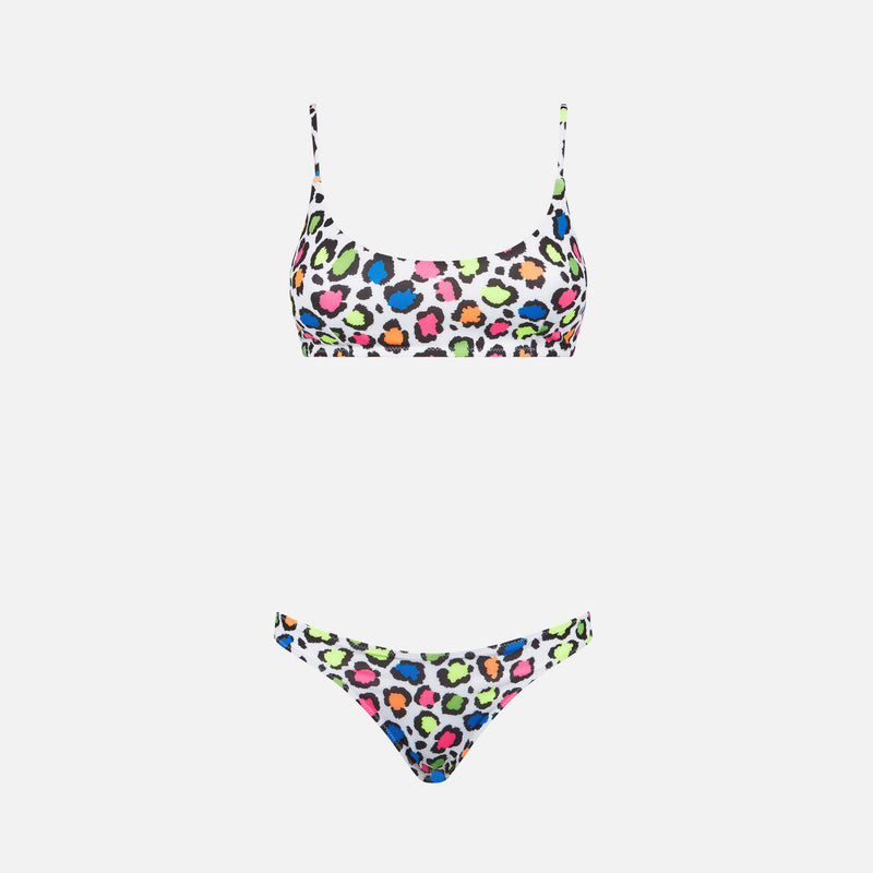 Bikini da donna a bralette con stampa animalier pop