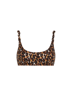 Woman bralette swimsuit with leopard print