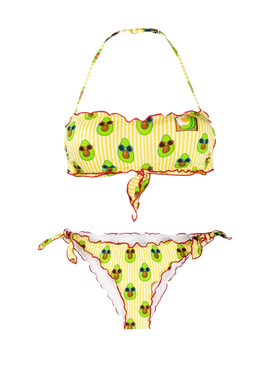 Bikini da donna a fascia con stampa avocado