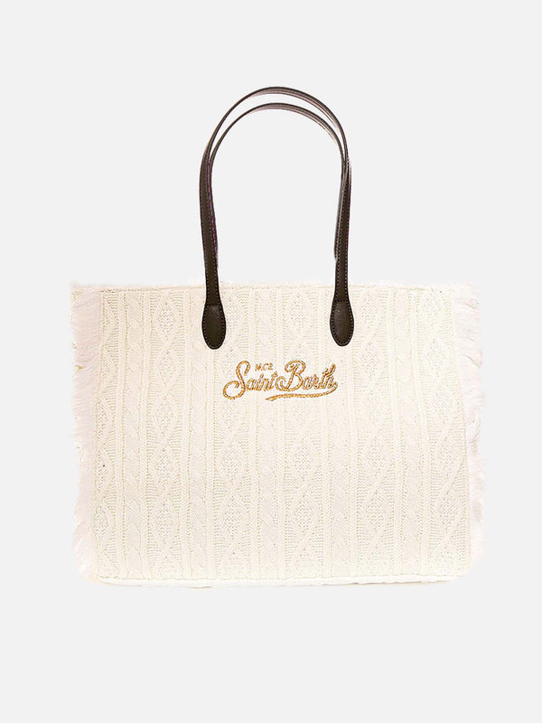 Vanity wooly white tricot shoulder bag