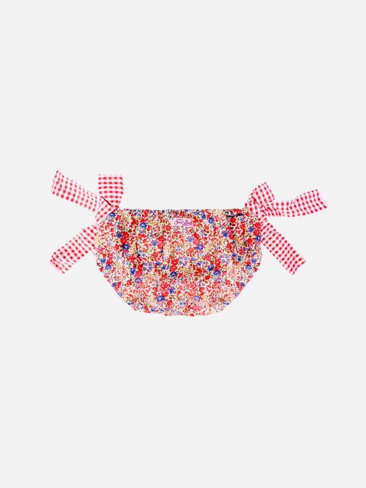 Girl swim briefs with flower print with bows | Made with Liberty fabrics - MC2 Saint Barth